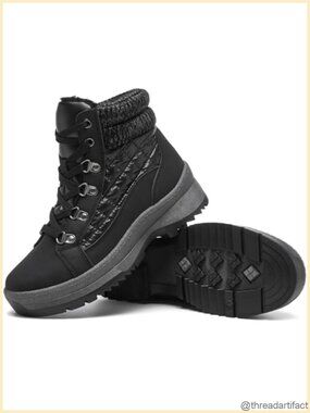 Womens Winter Ankle Boots Fur Lined Water Resistant Non Slip Combat Boot